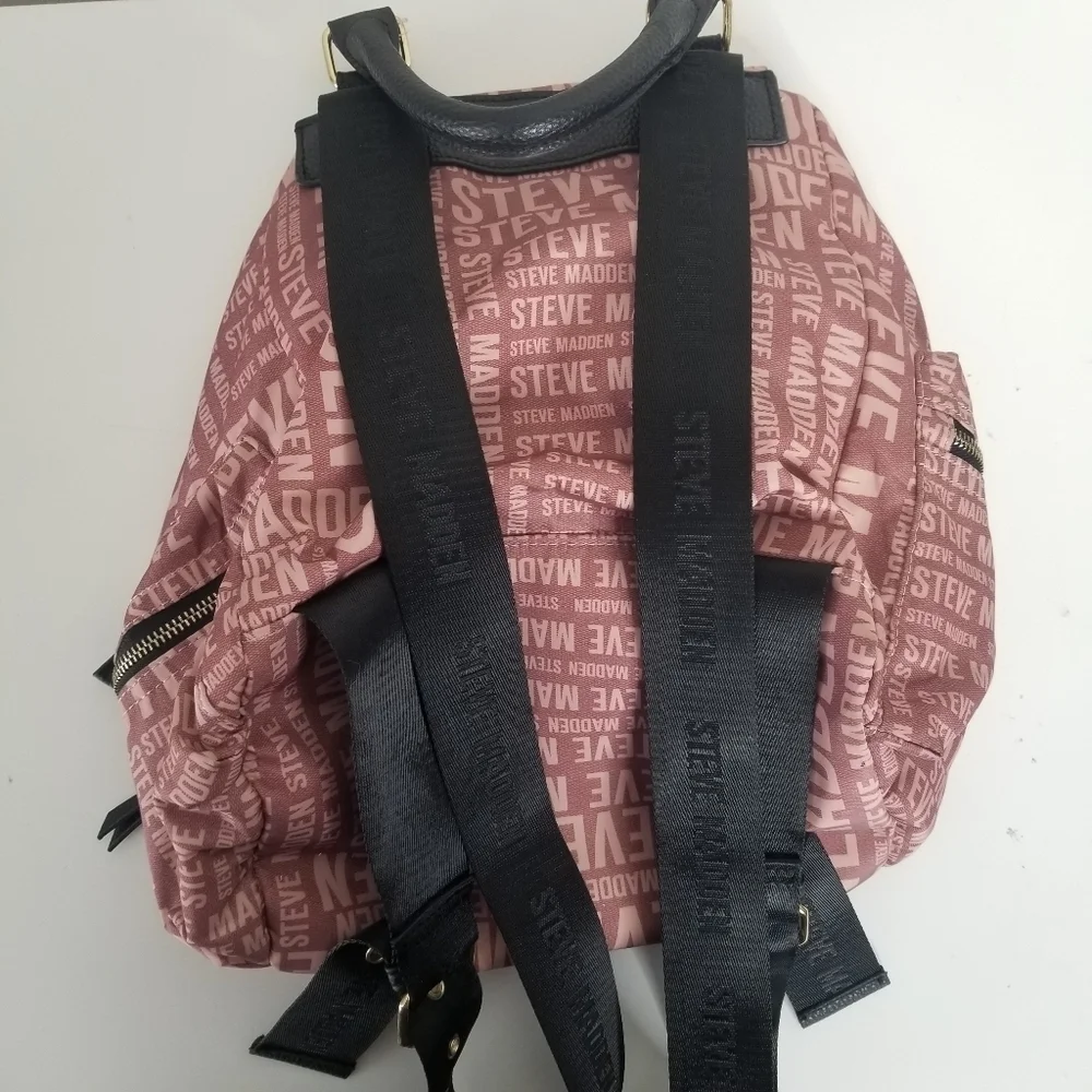 Steve Madden Branded Satin Drawstring Backpack Blush Pink